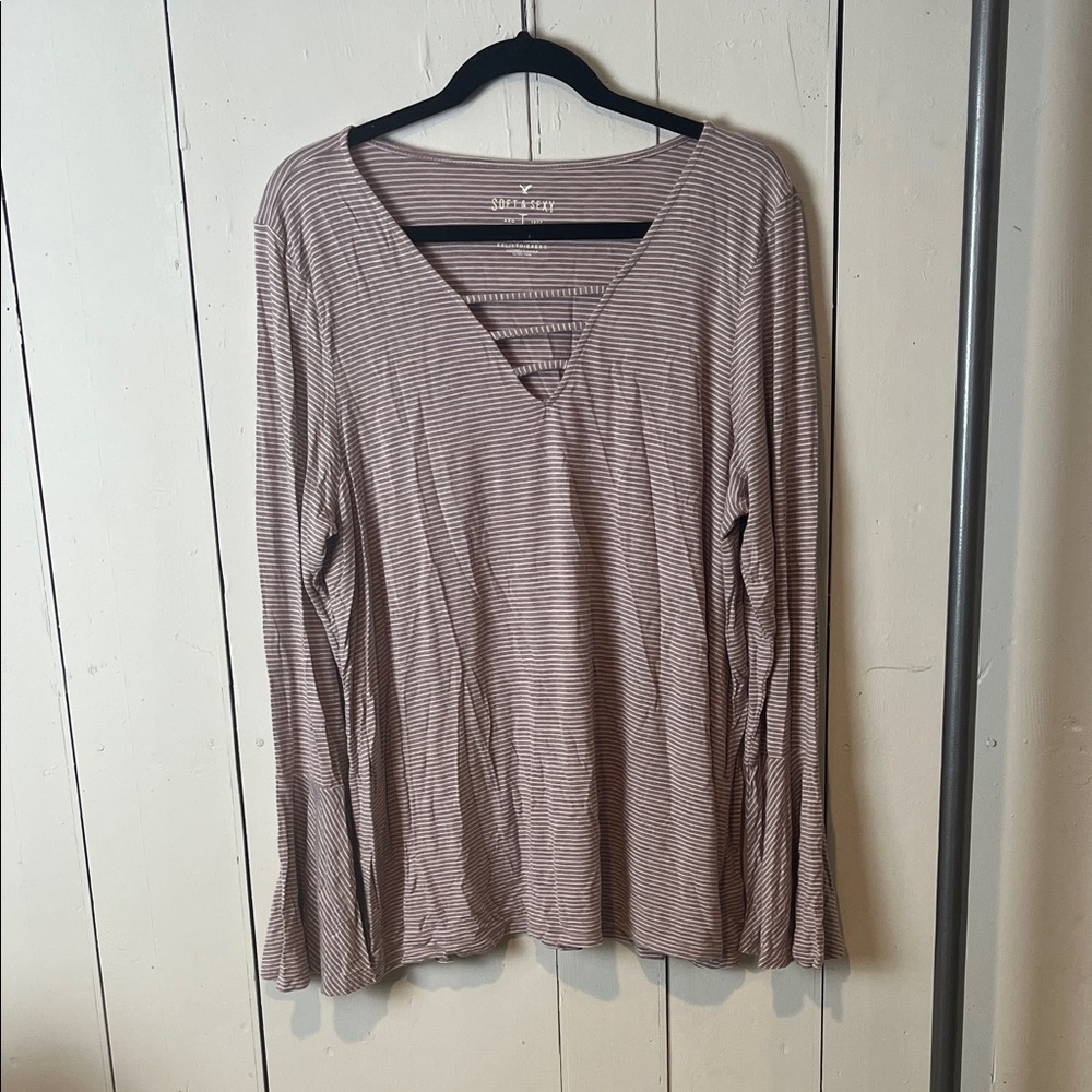 American Eagle Outfitters Soft & Sexy Striped Long Sleeve Tee Size XXL